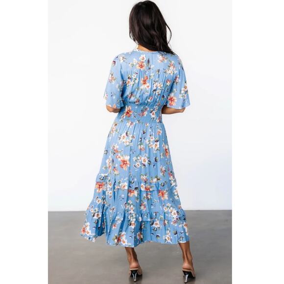 Baltic Born Blue Peach Floral Spell Boho Midi Dress Size S - Picture 2 of 13